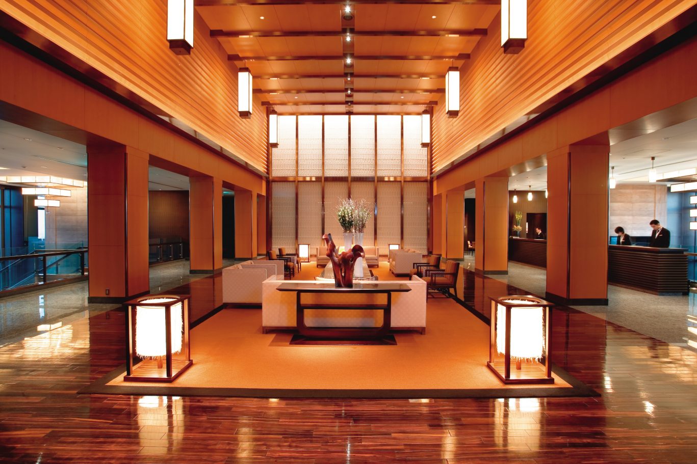 Mandarin Oriental Tokyo occupying the upper floors of the Nihonbashi Mitsui Tower with panoramic Tokyo skyline views — the most architecturally serious Mandarin Oriental expression in East Asia