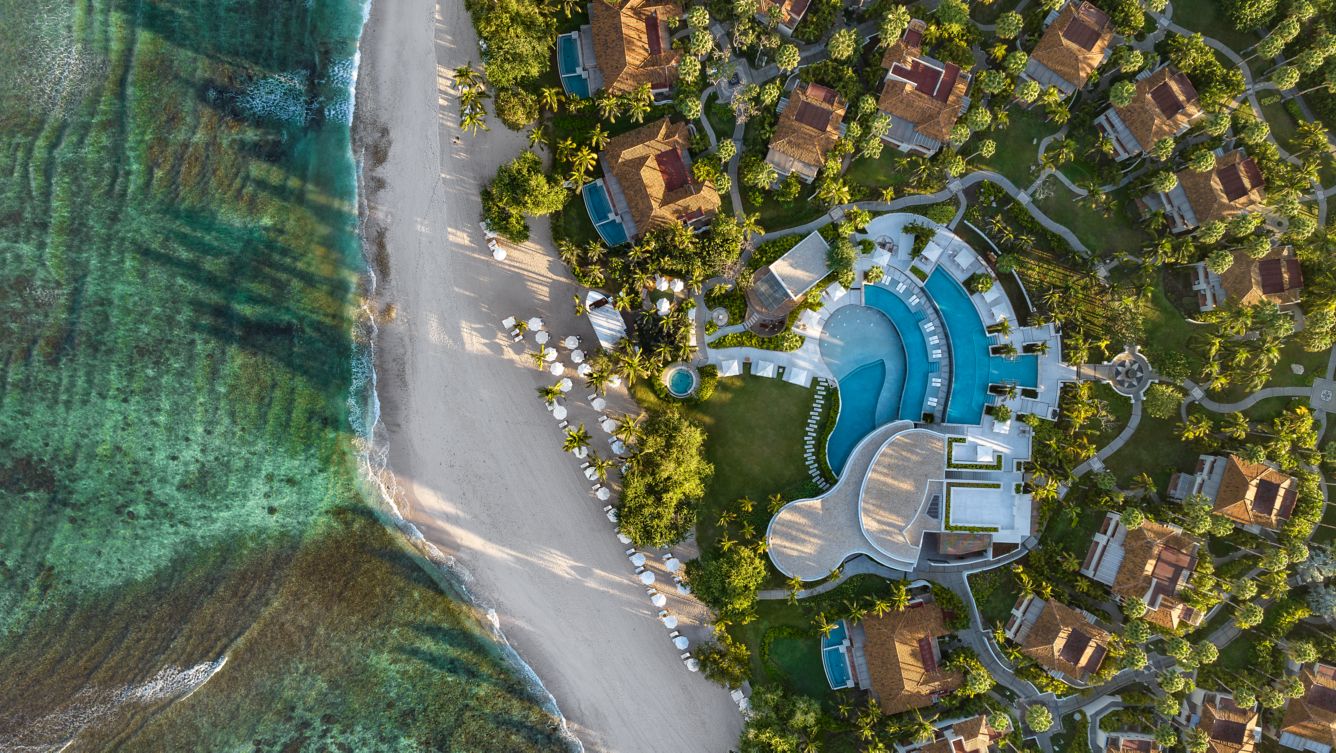 The St. Regis Punta Mita Resort on the Riviera Nayarit with the dedicated multi-pool configuration set along the Pacific coast at the tip of the Punta de Mita peninsula north of Puerto Vallarta