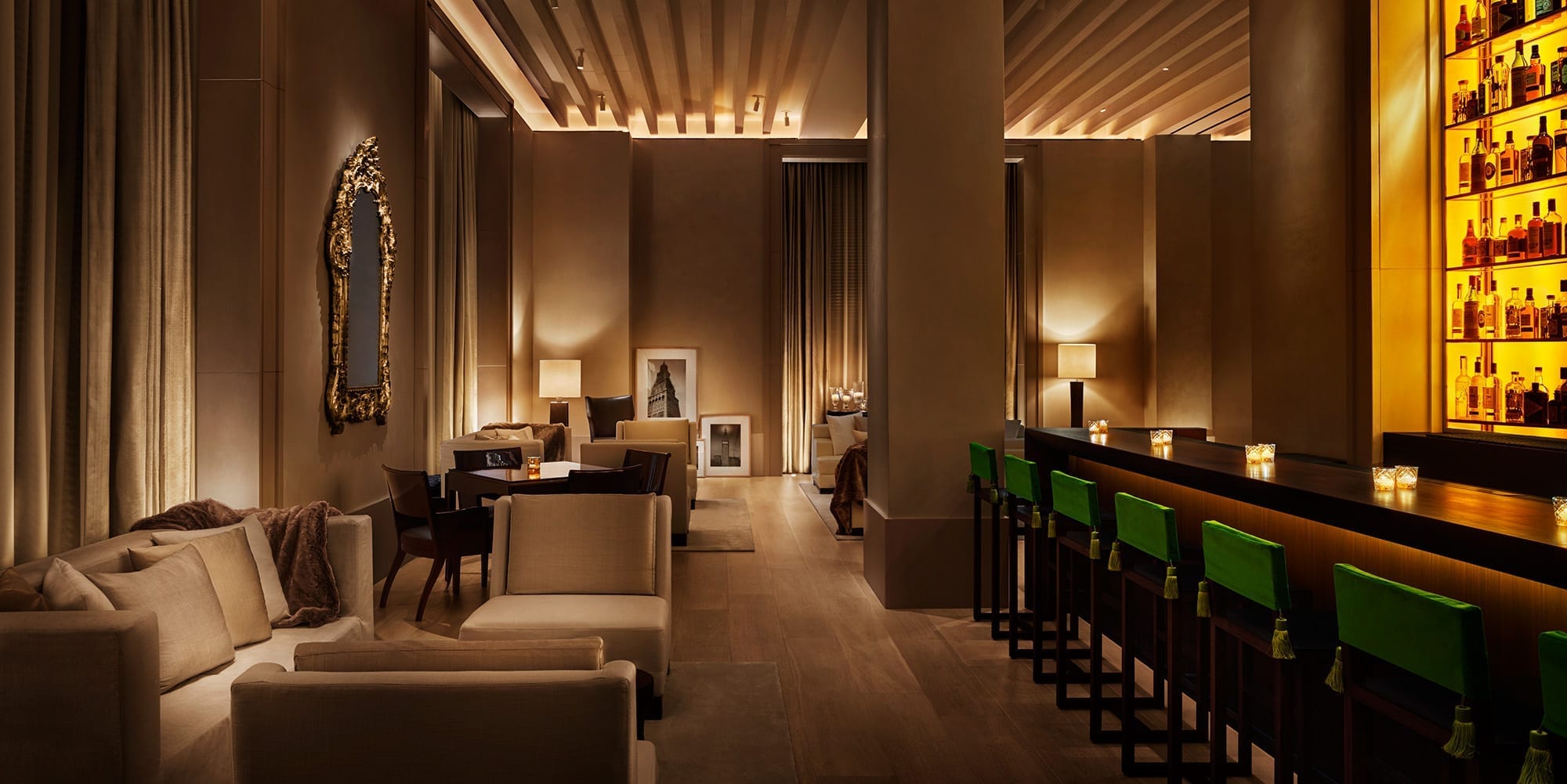 The New York EDITION hotel lobby and bar in the historic 1909 Metropolitan Life Insurance Tower at Madison Square Park — the heritage-and-contemporary luxury identity that the EDITION brand has refined in Manhattan
